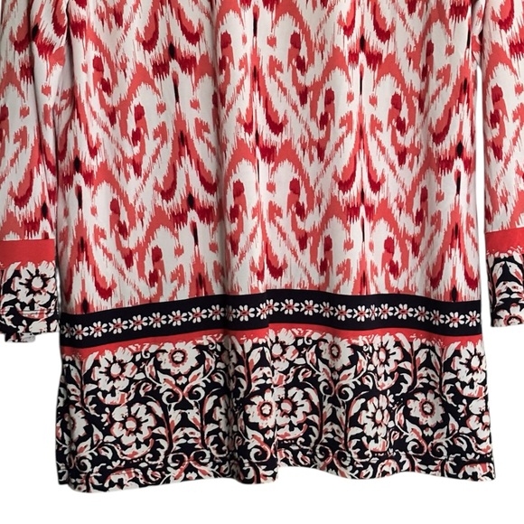 Susan Graver Printed Liquid Knit Split-Neck Tunic Size Medium - Picture 5 of 7